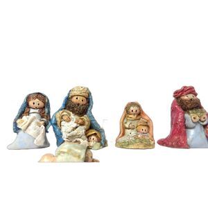 5 LaBerge Nativity Creche Manger SIGNED Vintage 91 92 93 Colorful Bible Rare